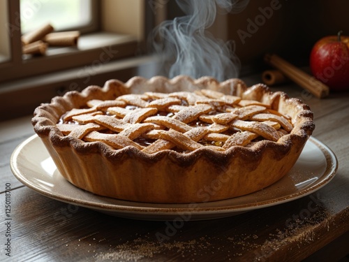 Freshly Baked Apple Pie with a Golden Crust photo