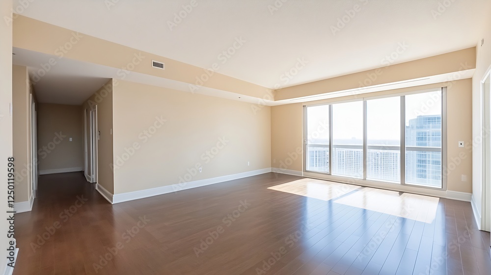 Bright and Airy Unfurnished Apartment with Large Windows Overlooking Cityscape : Generative AI Bright and Airy Unfurnished Apartment with Large Windows Overlooking Cityscape : Generative AI