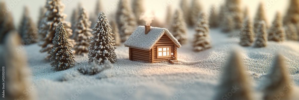 Cozy cabin nestled in a snowy winter forest, glowing warmly. Cozy cabin nestled in a snowy winter forest, glowing warmly.