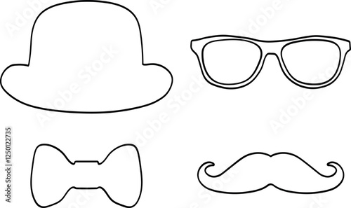 Set of Gentleman's Accessories Line Art