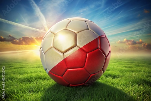 Aerial View of 3D Soccer Ball with Polish Flag - Patriotism and Sport