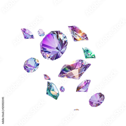 Sparkling Gemstones Falling on on white background  Luxury Jewel Collection photo