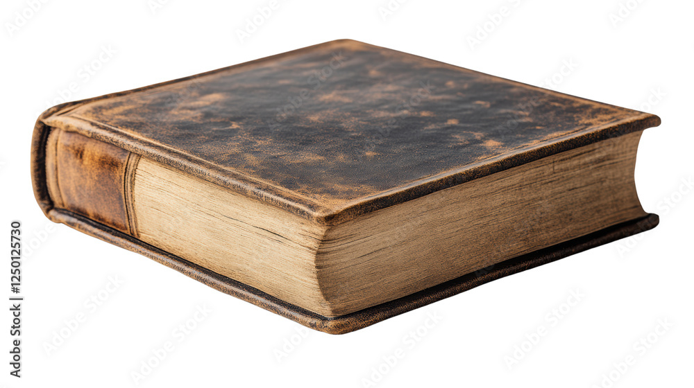 An antique book with a worn leather cover showcasing its rich history. Ideal for representing knowledge, literature, and timeless stories. An antique book with a worn leather cover showcasing its rich history. Ideal for representing knowledge, literature, and timeless stories.
