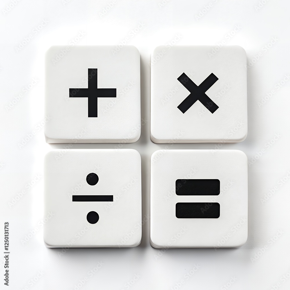 Fototapeta premium Math Symbols Plus Minus Multiply Divide Equals Buttons