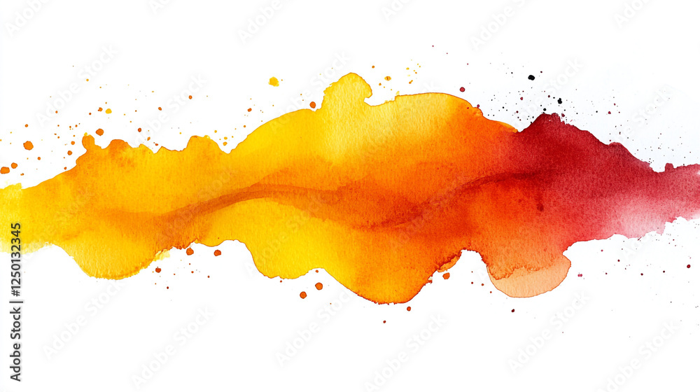 Obraz premium Abstract Watercolor Background Orange Red Yellow Splashes Design Texture art paint brush image style