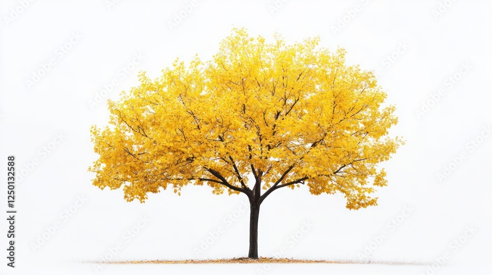 Golden autumn tree against white background Golden autumn tree against white background
