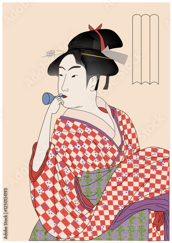 喜多川歌麿「ビードロを吹く娘」