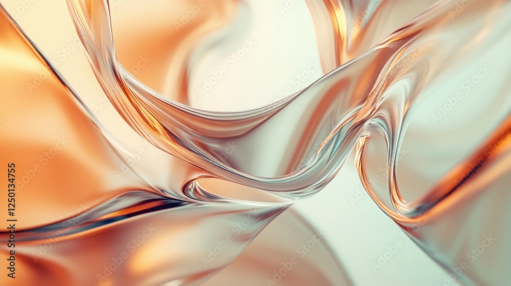Fototapeta premium Modern Abstract Gradient Backgrounds with Flowing Curves on Non-Contrast, Cinema 4D Style, Undulating Lines in Sinopia, Pale Chestnut, and Seashell