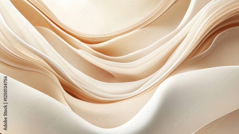 Modern Abstract Gradient Backgrounds with Flowing Curves on Non-Contrast, Cinema 4D Style, Undulating Lines in Sinopia, Pale Chestnut, and Seashell