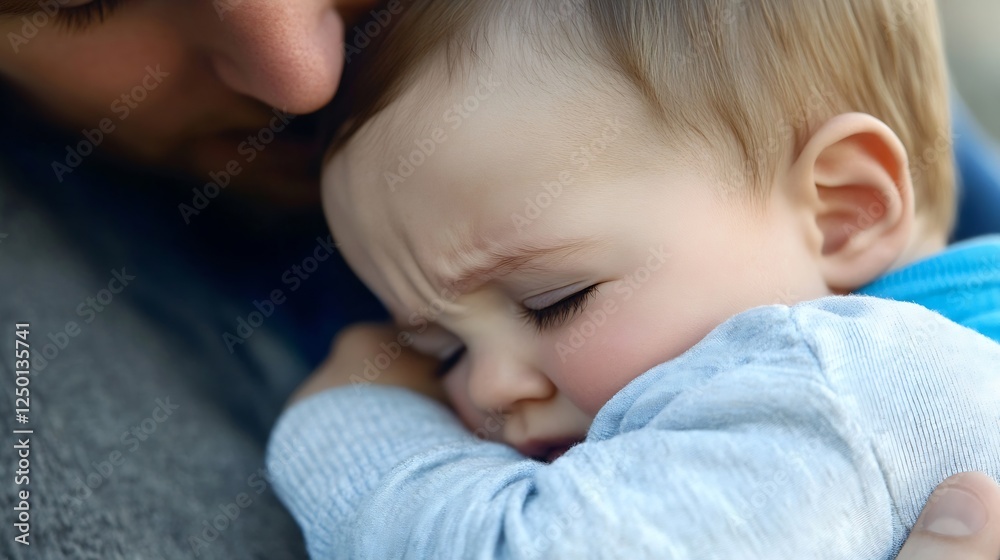 Tender Moment Between a Father and His Baby Son Showing Love and Comfort : Generative AI Tender Moment Between a Father and His Baby Son Showing Love and Comfort : Generative AI