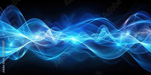 Vibrant fractal blue plasma waves suspended in mid-air