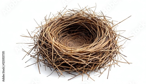 Intricate Small Bird's Nest Crafted from Twigs and Grass