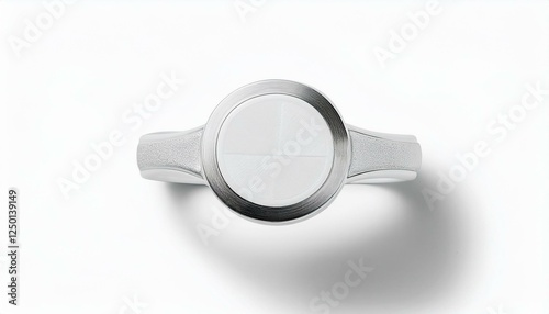 Sleek silver ring with a unique white inlay design. Minimalist and modern jewelry.