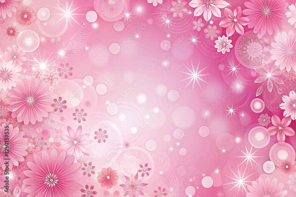 Pink flower background with sparkles, floral design for a digital backdrop Pink flower background with sparkles, floral design for a digital backdrop