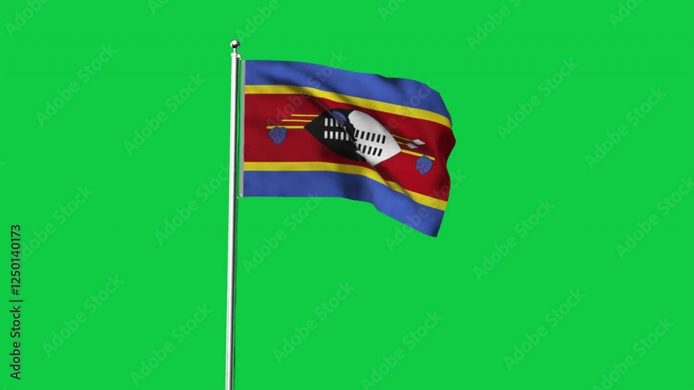High detailed flag of Swaziland. National Swaziland flag. Africa. 3D Render.