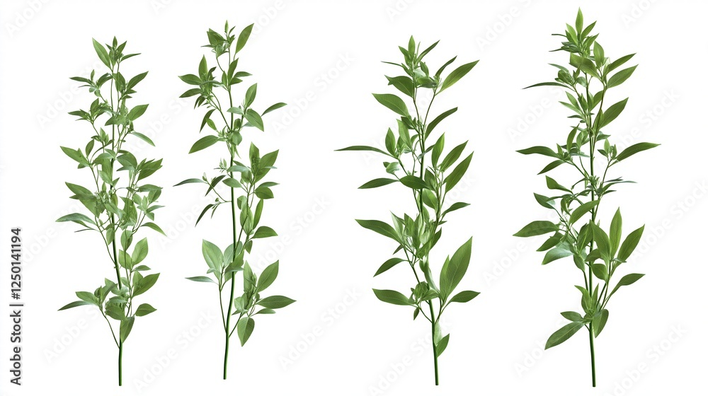 Various fresh herbs branches on isolated white background Various fresh herbs branches on isolated white background