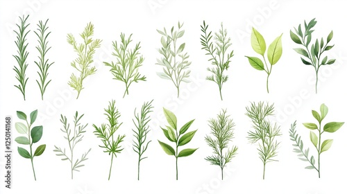 Wallpaper Mural Various fresh herbs branches on isolated white background Torontodigital.ca