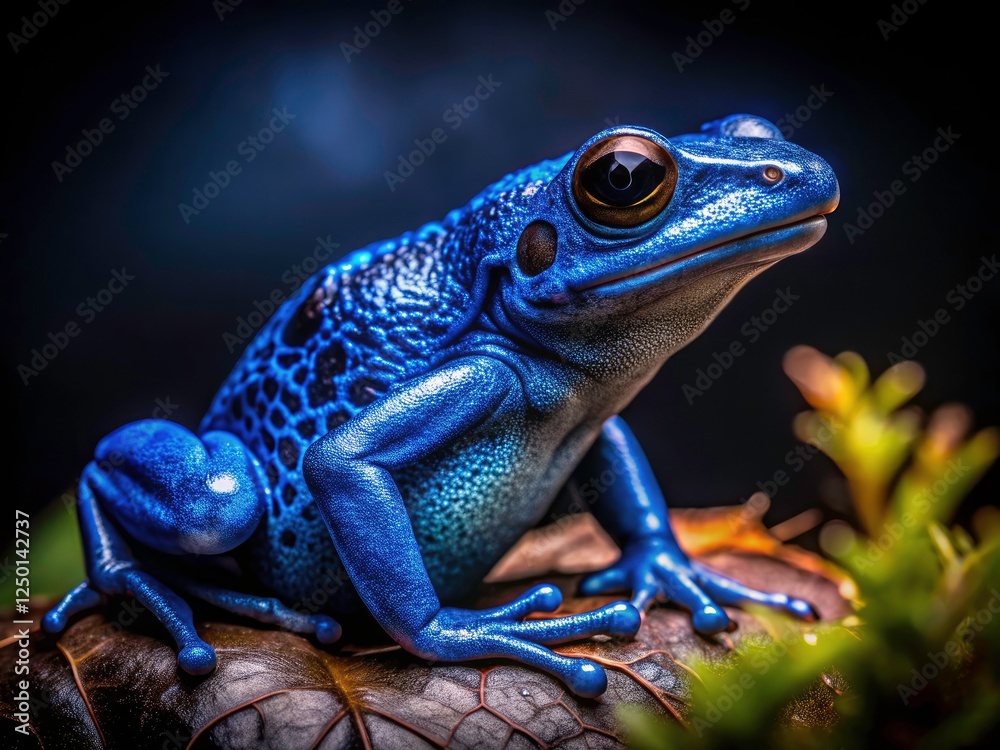 Blue Jeans Dart Frog Night Portrait - Amphibian Photography, Macro Photography, Wildlife Photography, Dark Background Blue Jeans Dart Frog Night Portrait - Amphibian Photography, Macro Photography, Wildlife Photography, Dark Background