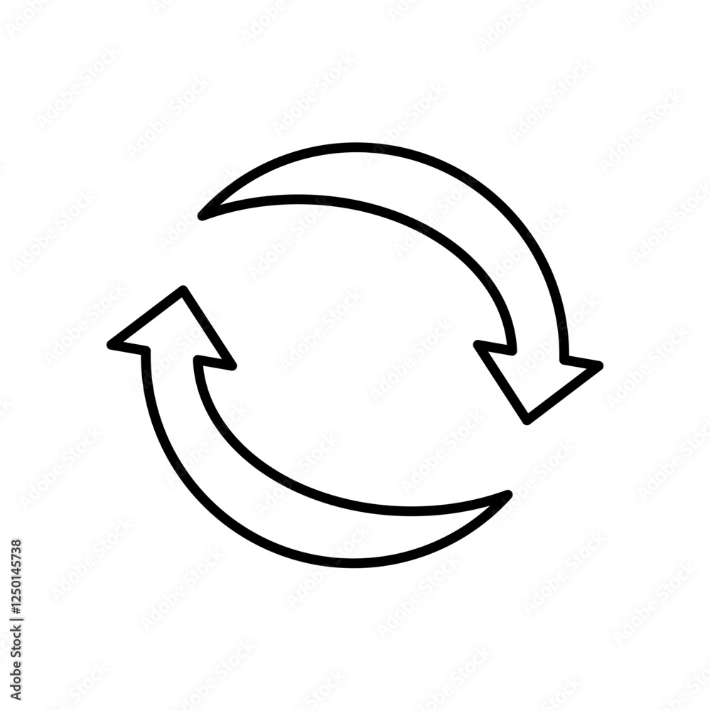 refresh arrow icon, line vector isolated on white background. trendy and modern design refresh arrow icon, line vector isolated on white background. trendy and modern design