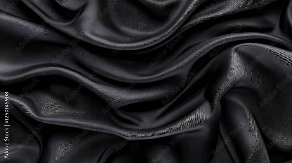 Fototapeta premium Elegant Black Silk Drapery: Close-Up Texture Photography AI Generated
