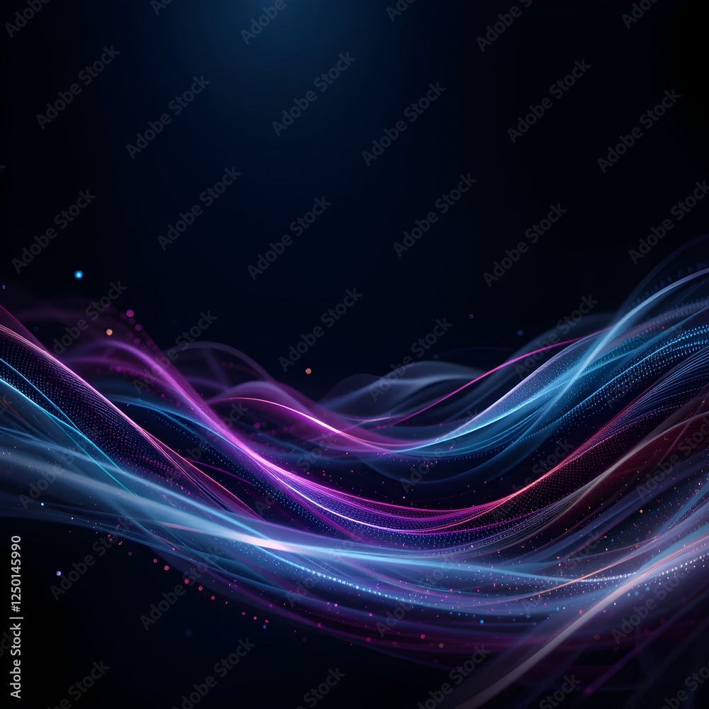 Fototapeta premium Futuristic Abstract Neon Light Waves – Vibrant Blue and Pink Glowing Lines on a Dark Background with Smooth Digital Flow