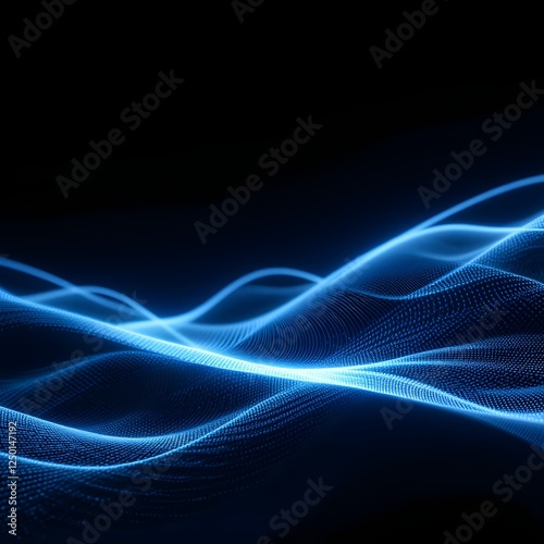 Futuristic Abstract Neon Light Waves – Vibrant Blue and Pink Glowing Lines on a Dark Background with Smooth Digital Flow