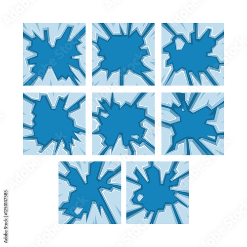 Set of ice holes collection, Round ice frame or border. Winter design element, perfect for social media post, flyer, ice formed a circular hole in the middle of the water, cartoon vector illustration.