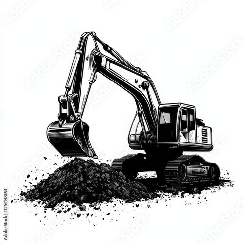 Excavator Digging Earth - Construction Site Graphic photo