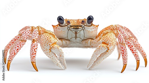 Close-up of a crab, front view, studio shot, white background photo