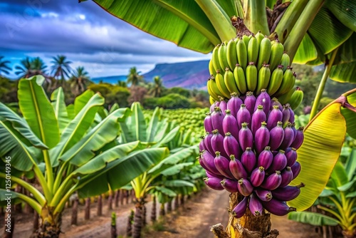 Wallpaper Mural Canary Islands Banana Plantation: Lush Green Banana Trees with Purple Flowers & Young Fruit Torontodigital.ca