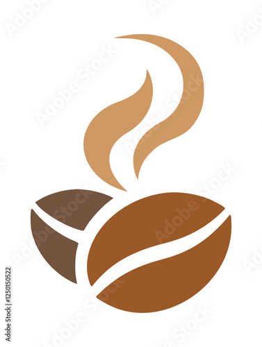 Coffee beans with steam, brown tones.