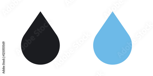 Water drop icons set vectors black and colored style