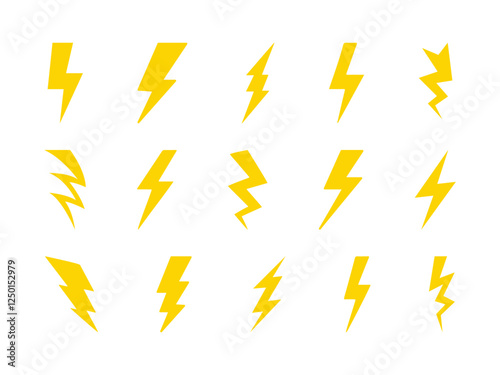flash thunder power icon set, flash lightning bolt icon with thunder bolt - Electric power icon symbol