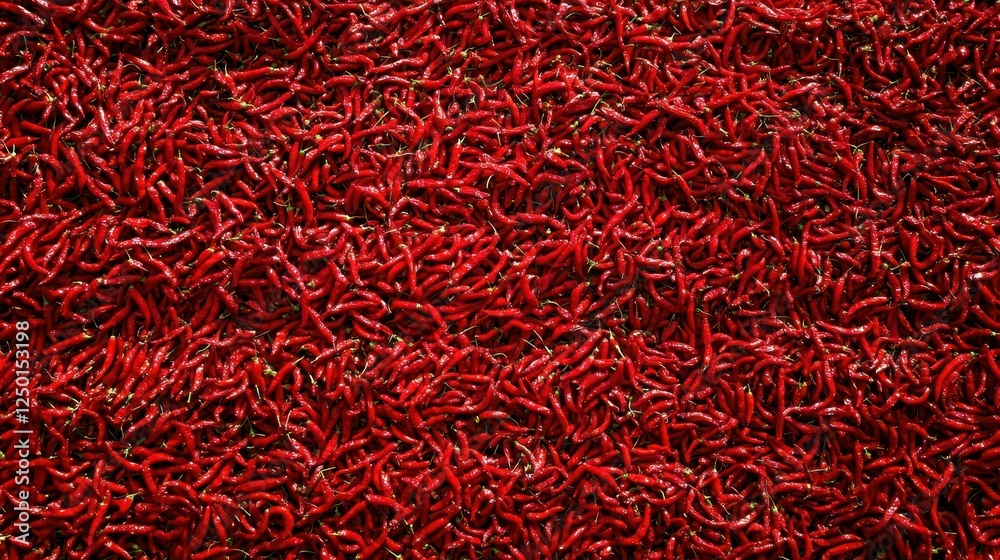 Fototapeta premium Abundant Harvest A Rich Tapestry of Dried Red Chili Peppers.