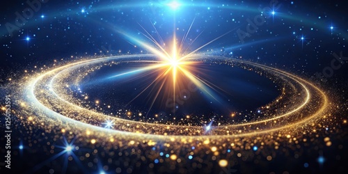 Sparkles in orbit around a star, swirling particles, stellar ambiance