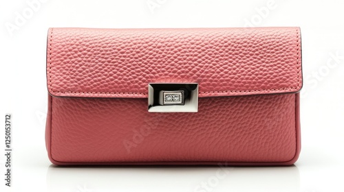 Elegant Pink Leather Clutch Purse With Diamond Accents