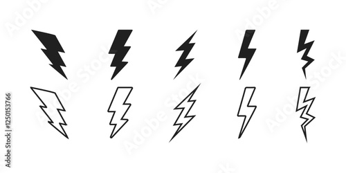 Lightning icon set. electric icon vector. power icon. energy sign. Lightning bolt icon. Vector lightning logo electric, set of thunder and lightning isolated on white background.