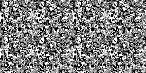 Cartoon hand-drawn doodles on the subject of summer holidays theme seamless pattern