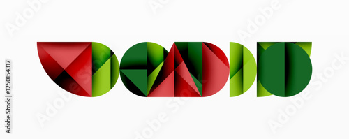 Abstract geometric background with layered gradient shapes forming dynamic patterns. Overlapping semi circles and triangles create depth and contrast
