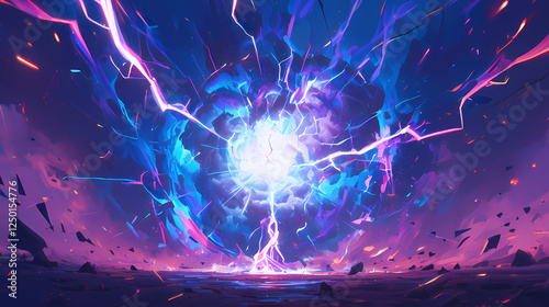 Thunder Explosion with effect anime 
