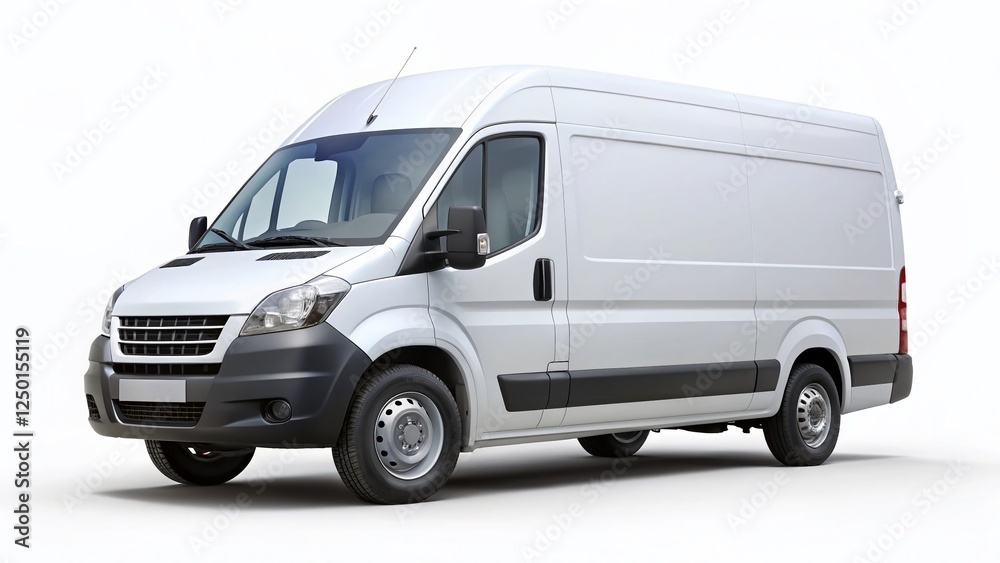 Clean White Delivery Van with Drop Shadow - Isolated Stock Photo Clean White Delivery Van with Drop Shadow - Isolated Stock Photo