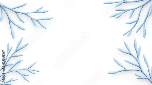 Wallpaper Mural Elegant blue branches frame a blank white background, ideal for invitations or art projects Torontodigital.ca