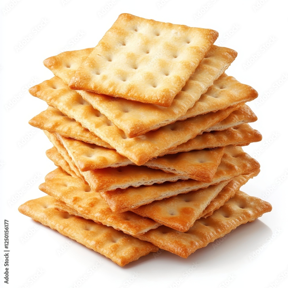 Delicious Stack of Golden Crackers, Crispy Texture, Close-up Shot. Delicious Stack of Golden Crackers, Crispy Texture, Close-up Shot.