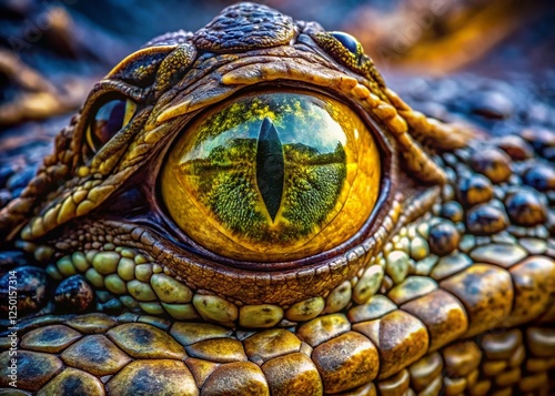 Close-up of Morelet's Crocodile Eye, Reptile Eye Detail, Wild Animal Photography,  Mesoamerican Crocodile Eye,  Nature Photography photo