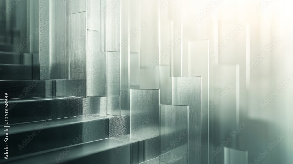 Obraz premium Frosted glass 3D graph depicting financial growth, clean modern design, centered composition. Symbolizes progress and innovation in finance.