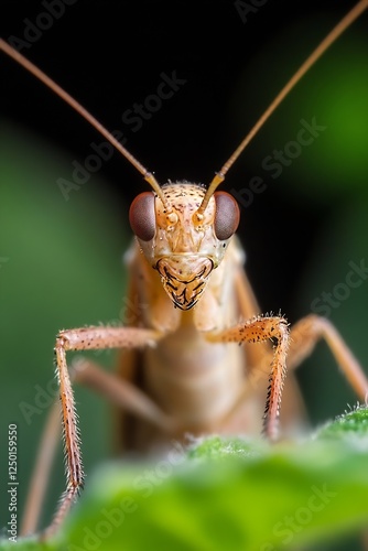 Close Up of a Praying Mantis Highlighting Its Unique Features and Eyes : Generative AI photo