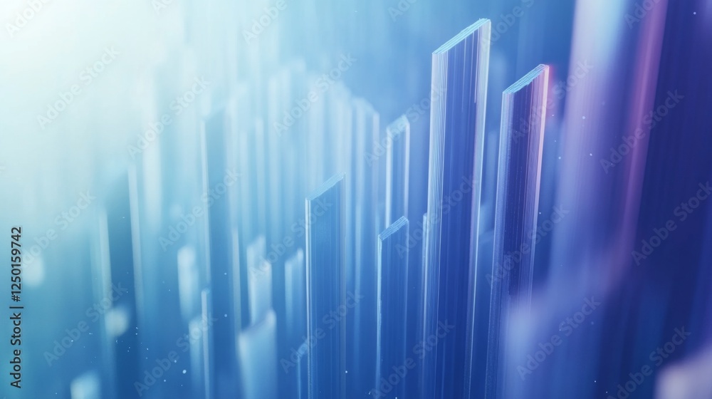 Fototapeta premium Frosted glass 3D graph depicting financial growth, clean modern design, centered composition. Symbolizes progress and innovation in finance.