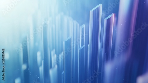 Frosted glass 3D graph depicting financial growth, clean modern design, centered composition. Symbolizes progress and innovation in finance.