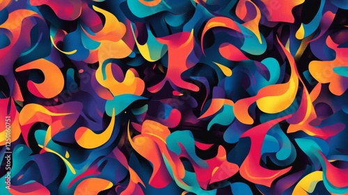 Wallpaper Mural Vibrant abstract forms with dynamic color combinations, ideal for creative backgrounds, Torontodigital.ca