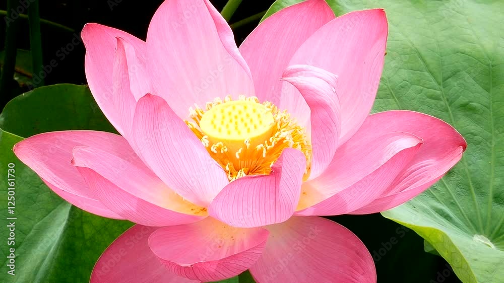 Lotus bloom reveals delicate petals in tranquil marsh setting during bright daylight Lotus bloom reveals delicate petals in tranquil marsh setting during bright daylight